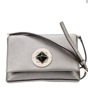 Saffiano Leather Grey and Metallic Kate Spade Crossbody Bag